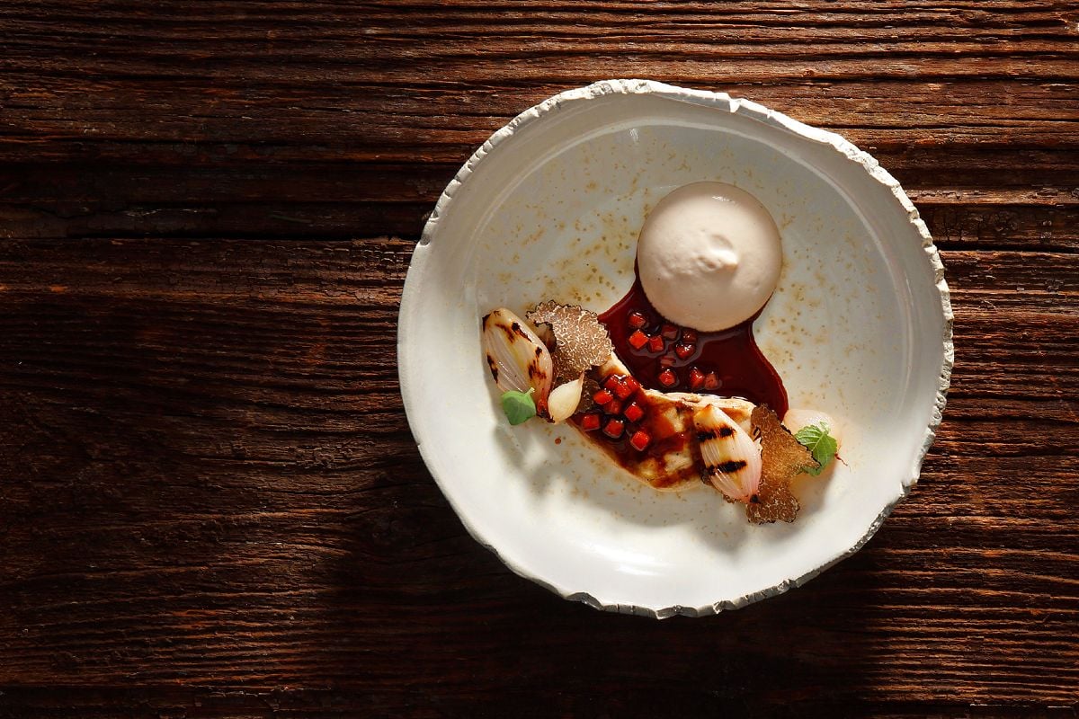 Fois gras grillé, plat du restaurant CTC à Athènes.