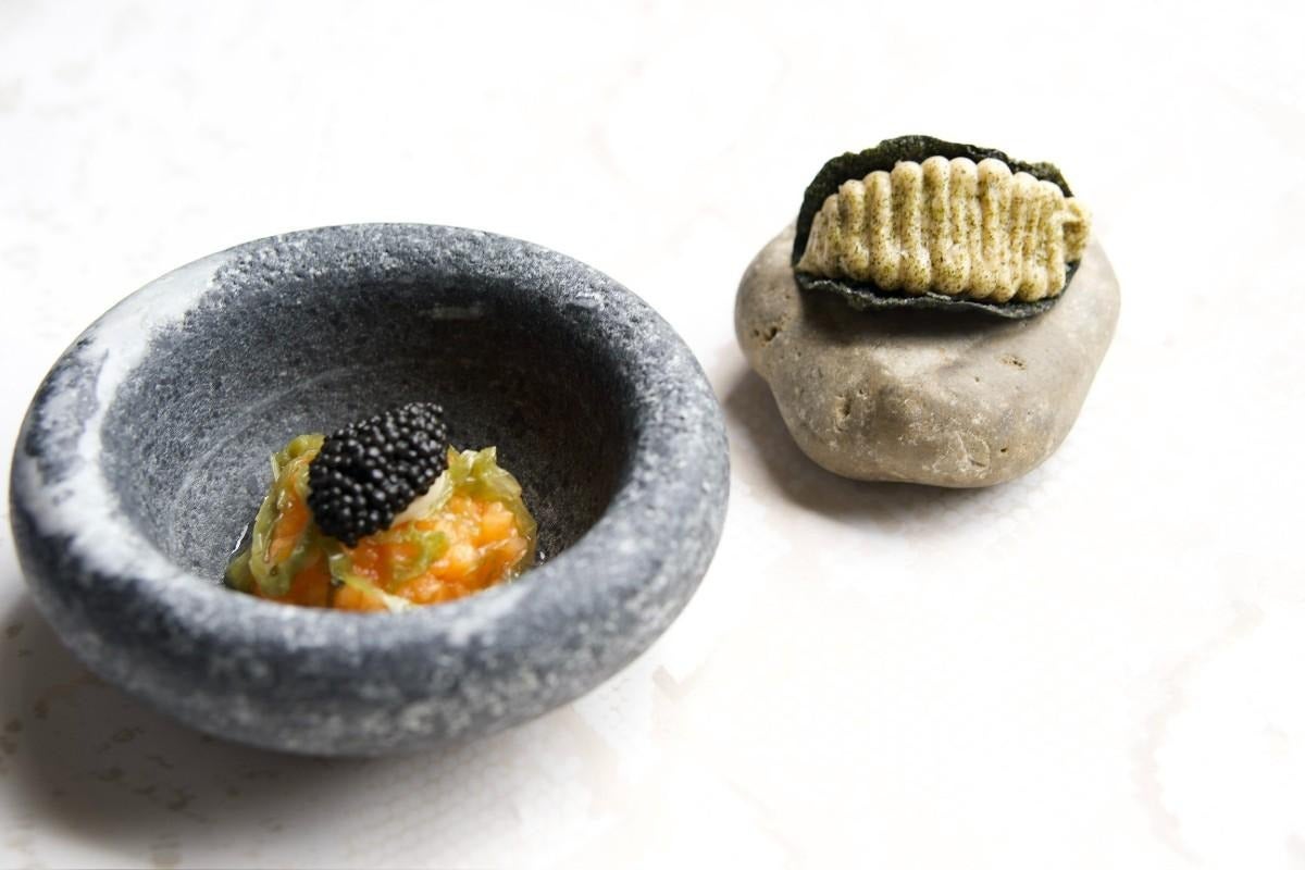 Taco au melon et au crabe du Devonshire. Photo de Susan Pun