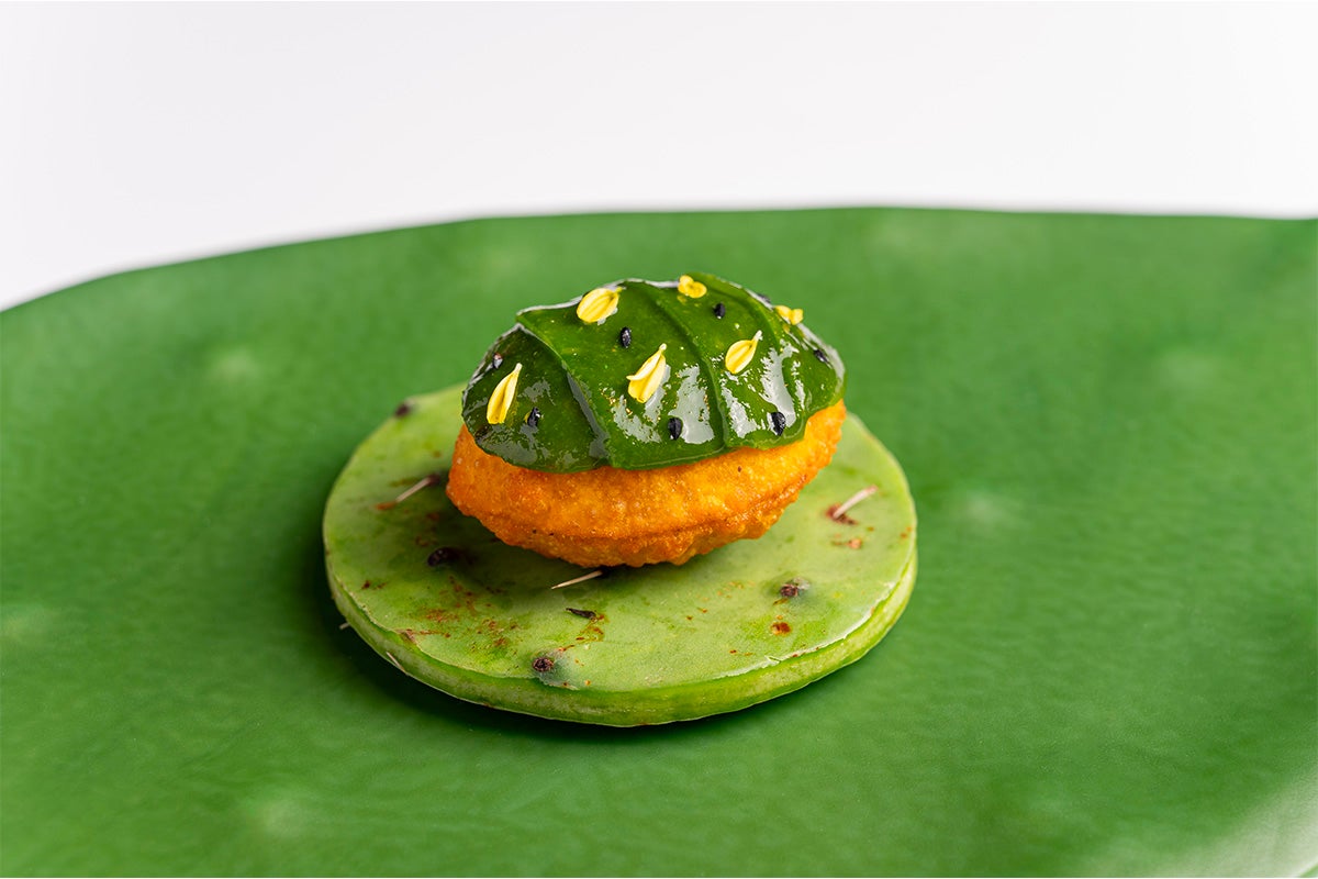 Missi roti, curry de nopales, beurre de culture (Désert du Thar)