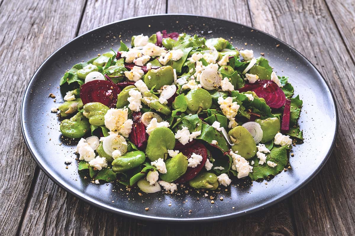 Salade de fèves au fromage de chèvre