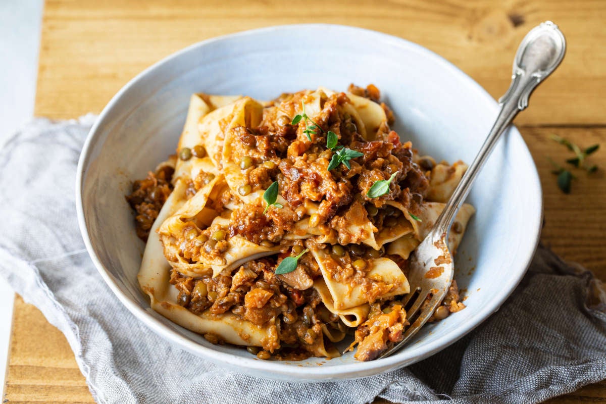 Farfalle aux lentilles vertes