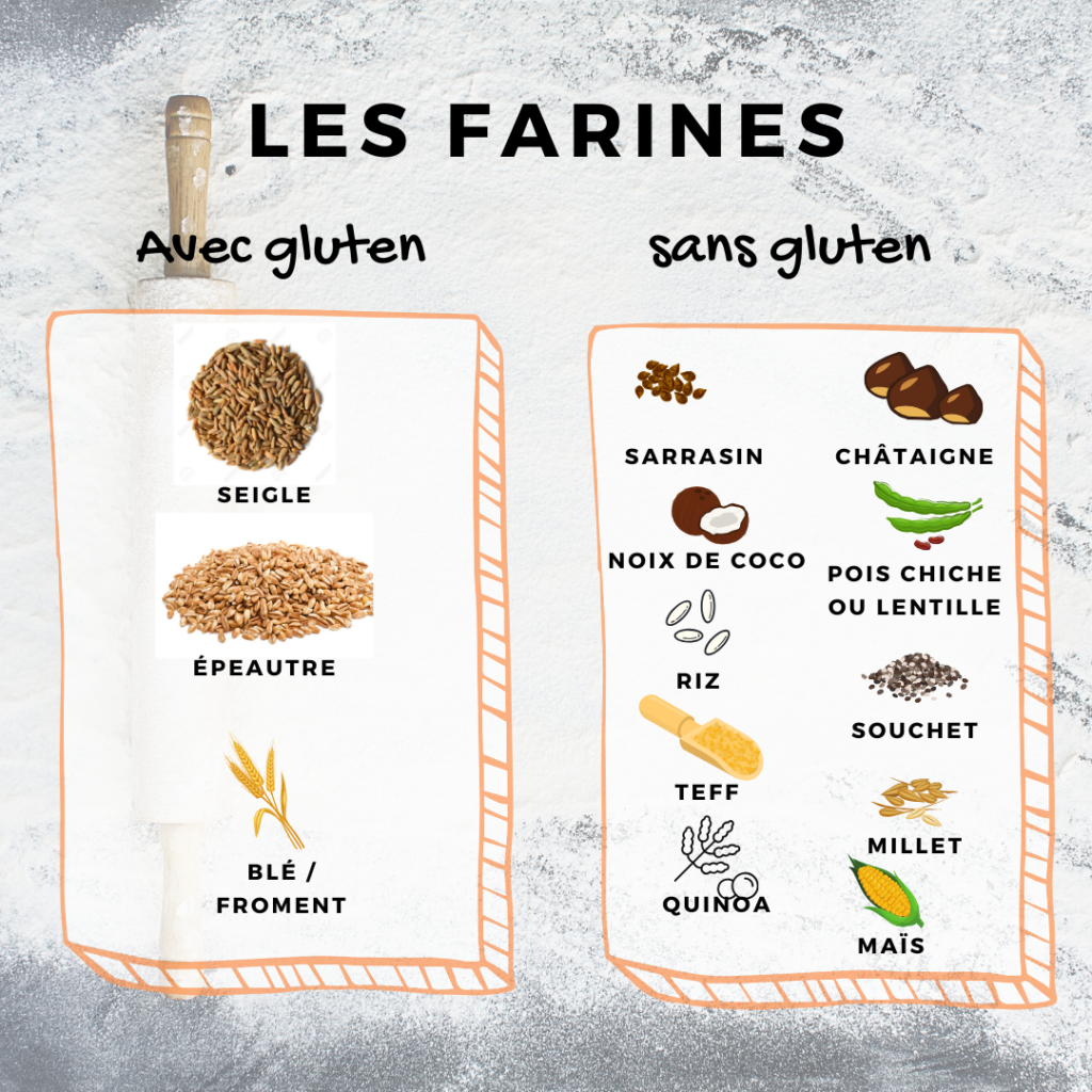 farines sans et avec gluten