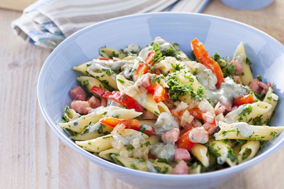 penne au chou vert et gorgonzola.