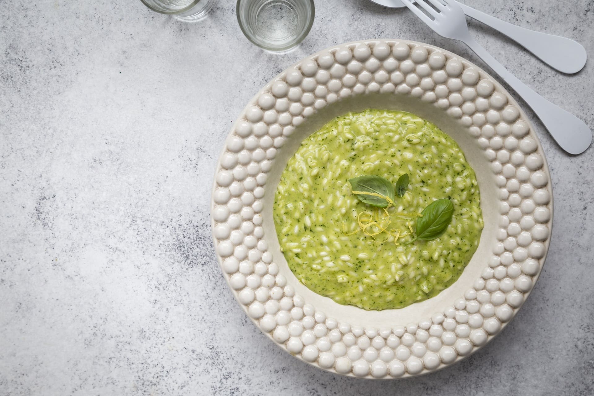 Risotto à la bergamote et aux herbes