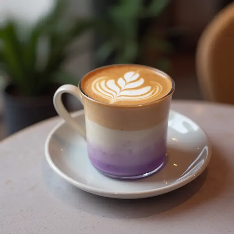 Ube latte AI image generated with Krea
