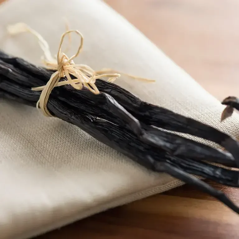 gousses de vanille regroupées avec une ficelle