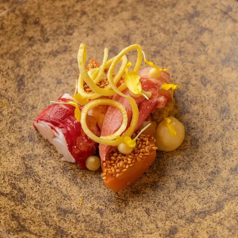 Homard, jalapenos, pied de cochon, carotte - Plat du chef Charles Coulombeau