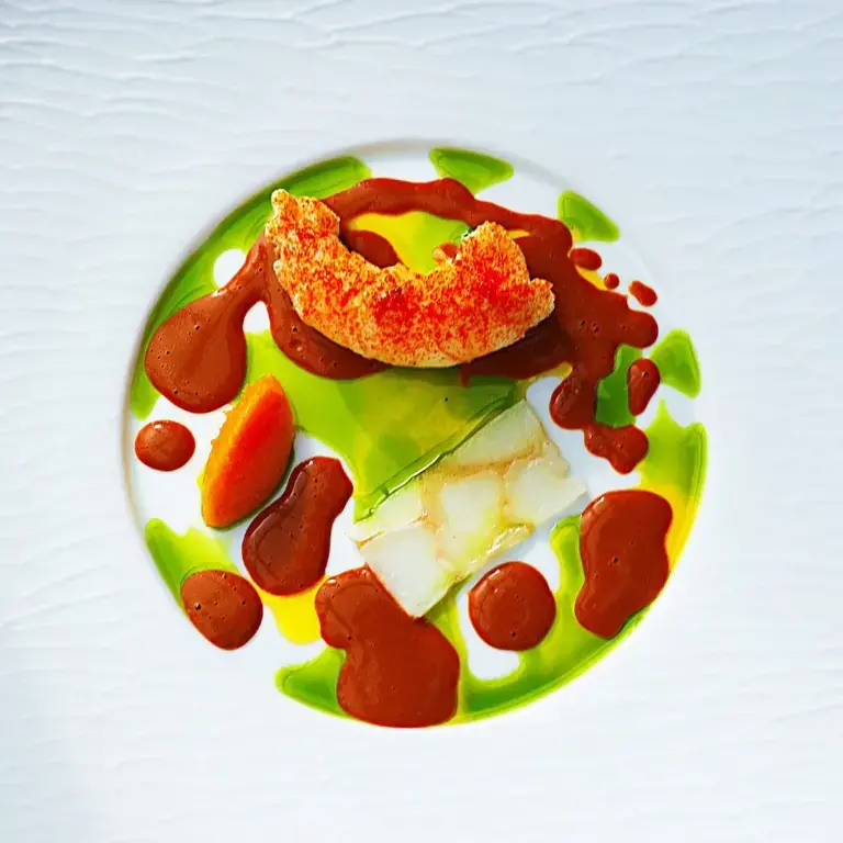 Langoustines du Guilvinec, bisque coraillée, mayonnaise tiède du chef Sébastien Martinez