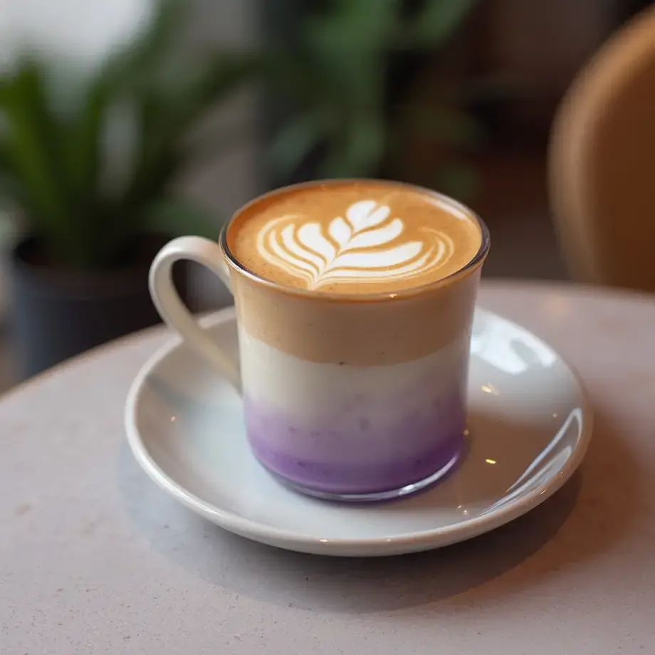 Ube latte AI image generated with Krea
