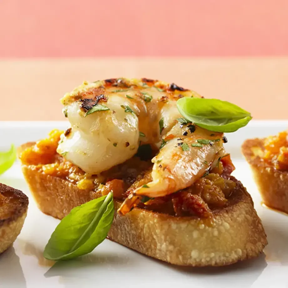 Bruschetta aux crevettes