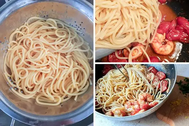 assaisonner spaghettis aux gambas