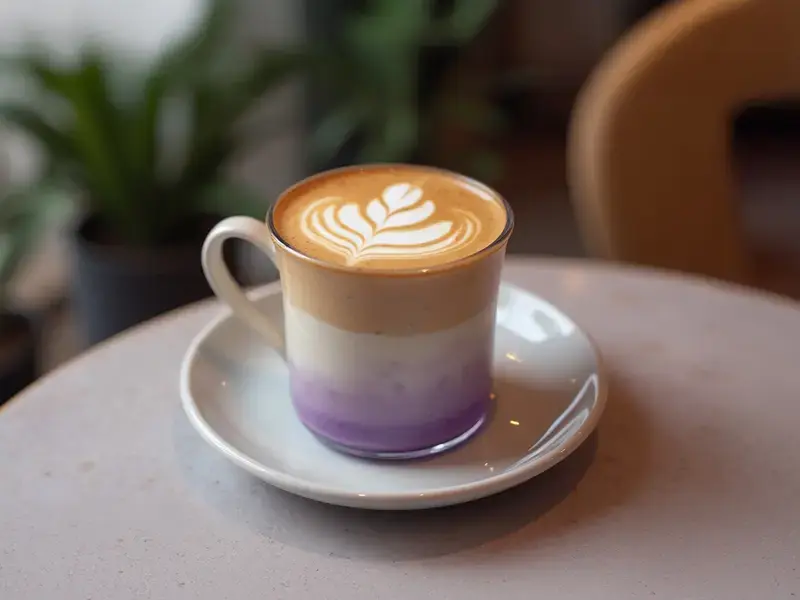 Ube latte AI image generated with Krea